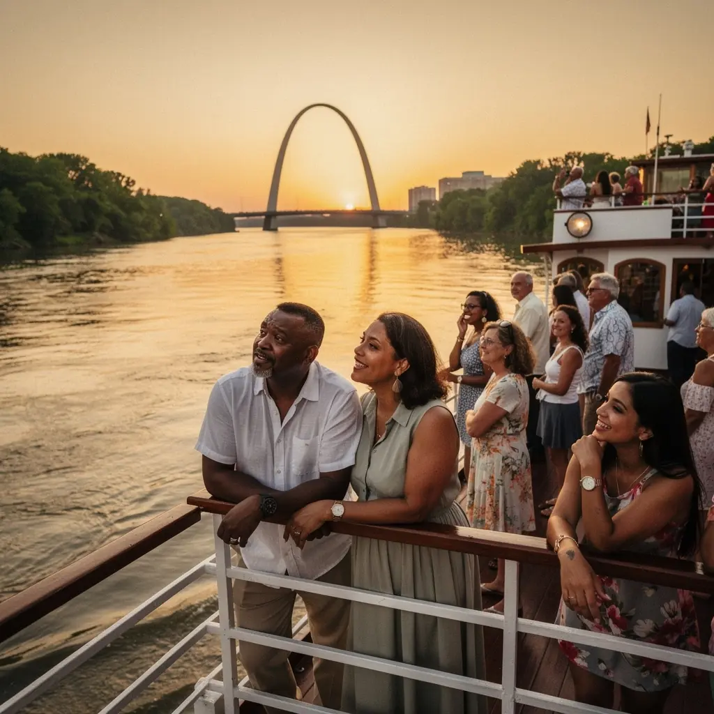 Пейзаж с дикими птицами, летающими над рекой и окруженными деревьями.