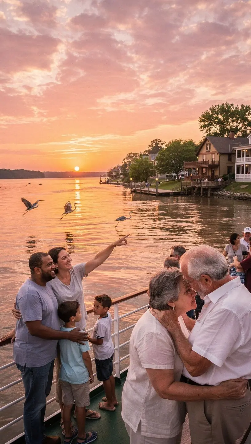 Традиционный город на берегу реки, с характерной архитектурой и уличными фестивалями, отражающими местную культуру дельты.